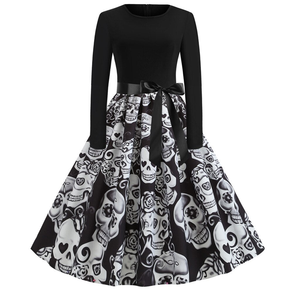Gothic Caricature Print Halloween Costume | Midi