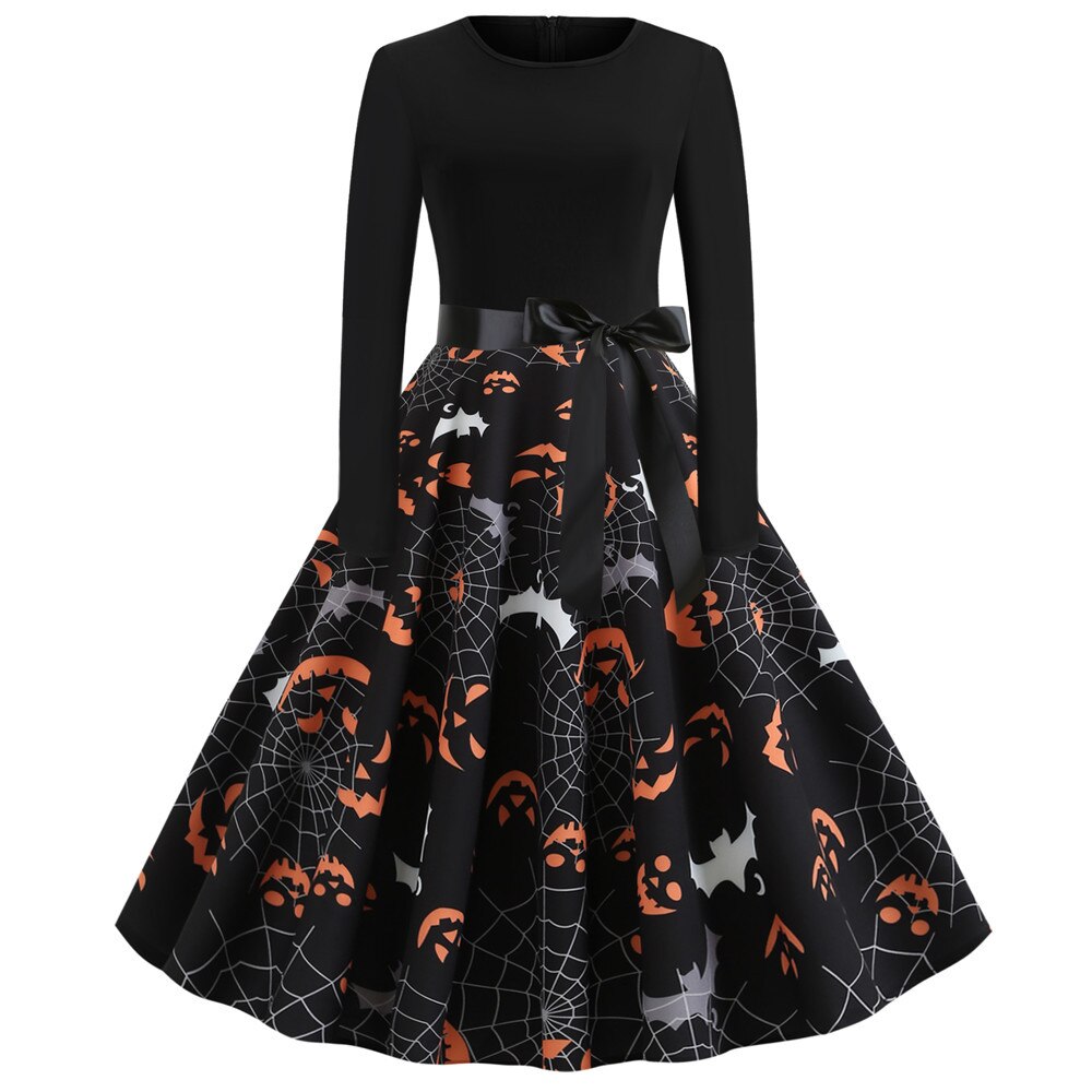 Gothic Caricature Print Halloween Costume | Midi