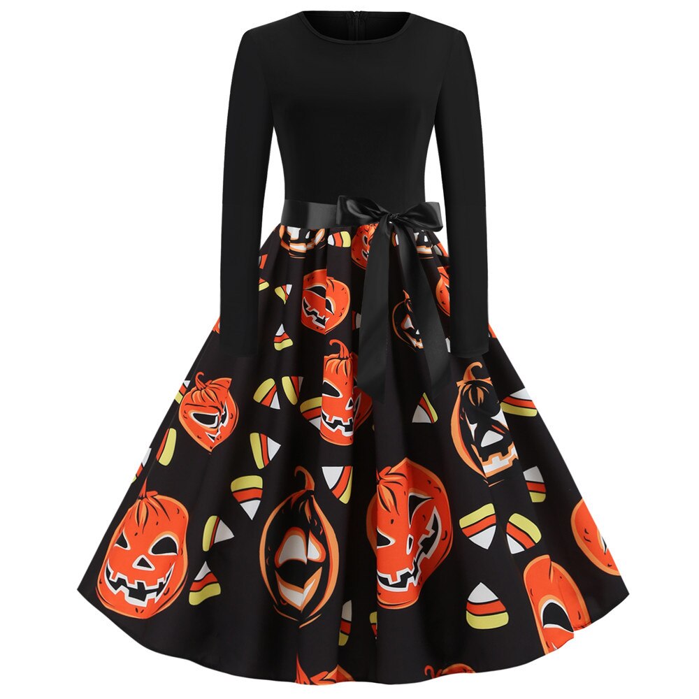 Gothic Caricature Print Halloween Costume | Midi