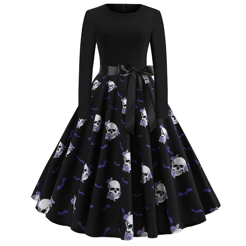 Gothic Caricature Print Halloween Costume | Midi