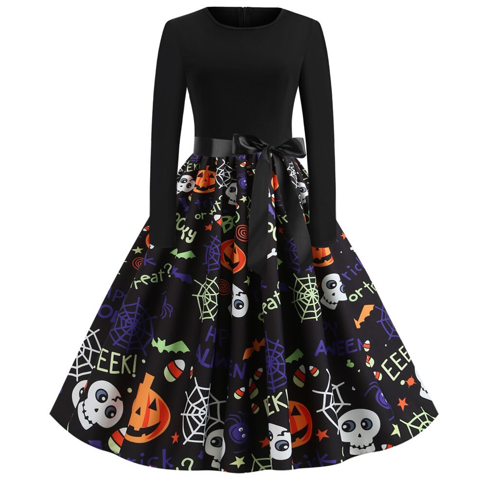 Gothic Caricature Print Halloween Costume | Midi