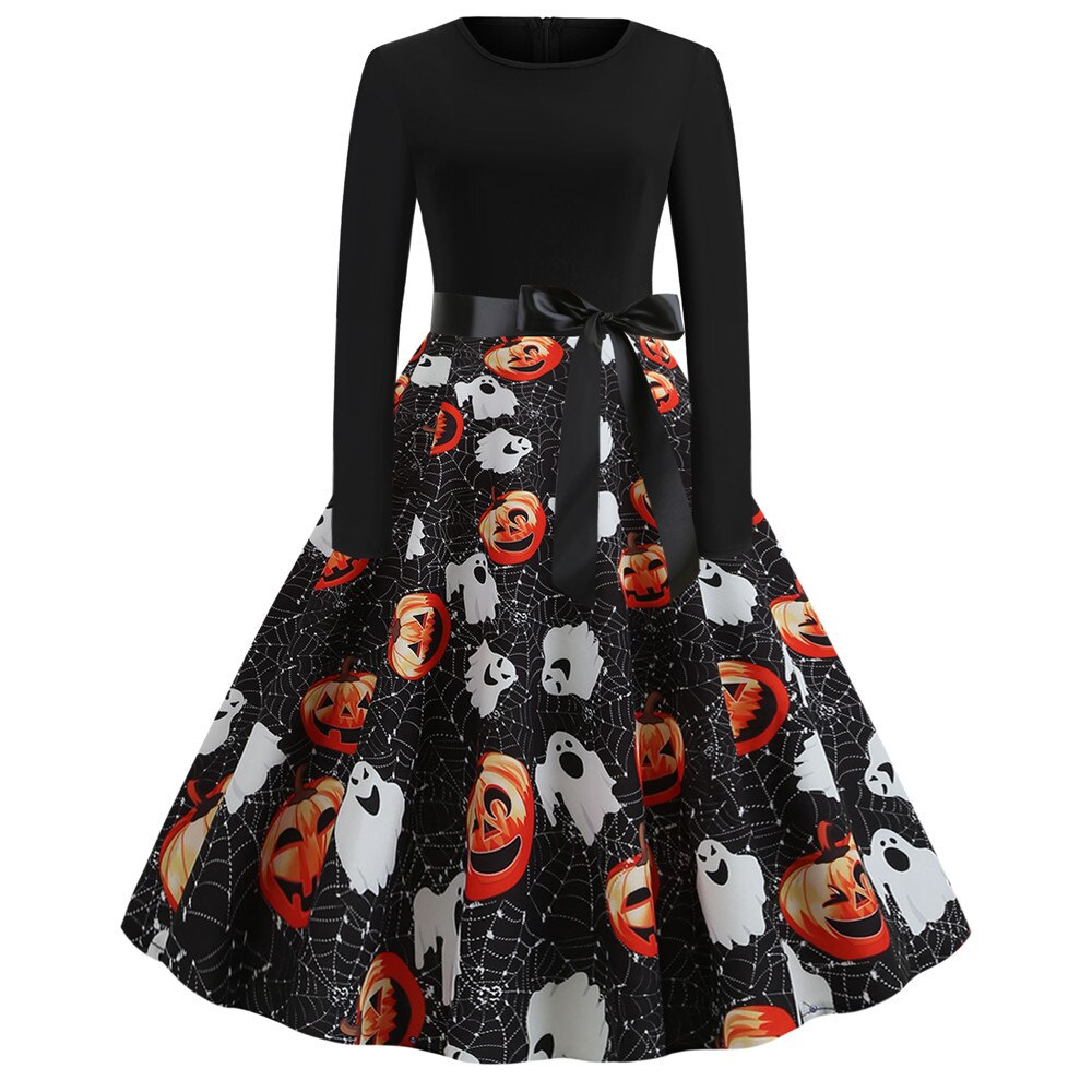 Gothic Caricature Print Halloween Costume | Midi