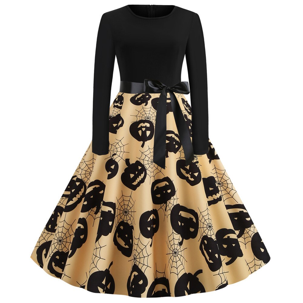 Gothic Caricature Print Halloween Costume | Midi