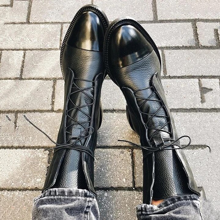 Elegant Leather Heel Boots