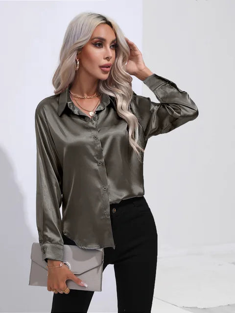 Luna | Loose Satin Sleeve Blouse