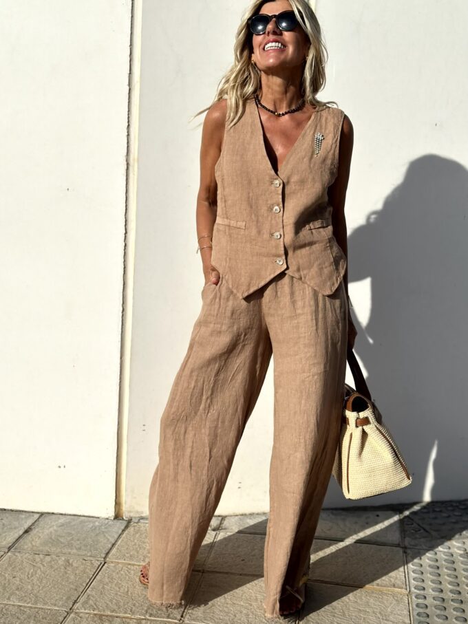 Sia | Chic Women's Linen Vest and Pants Set
