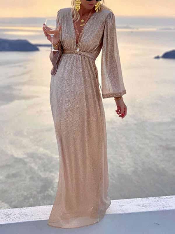 Arabella | Elegant Evening Gown with Shimmering Sleeves