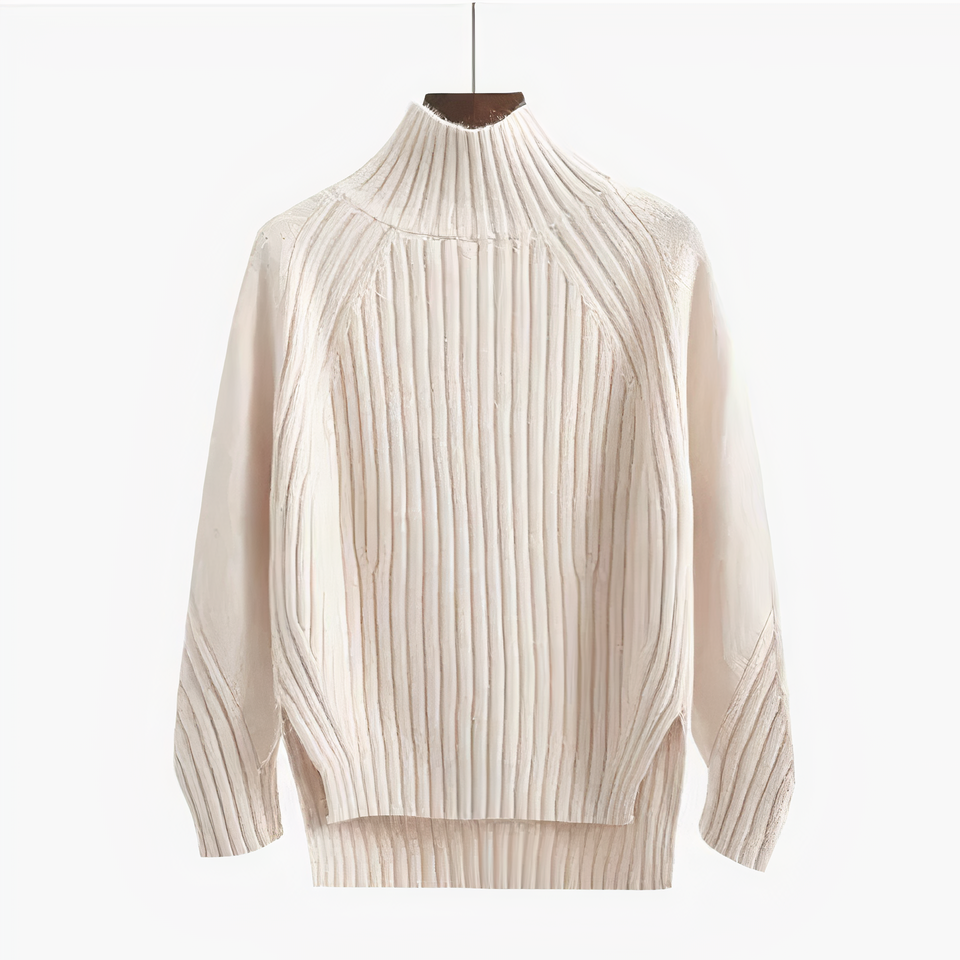 Premium Rib-Knit High Neck Sweater
