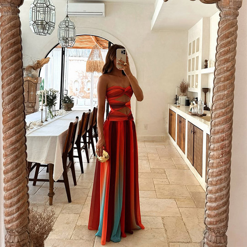 Ava | Elegant Strapless Maxi Dress - Wedding Guest