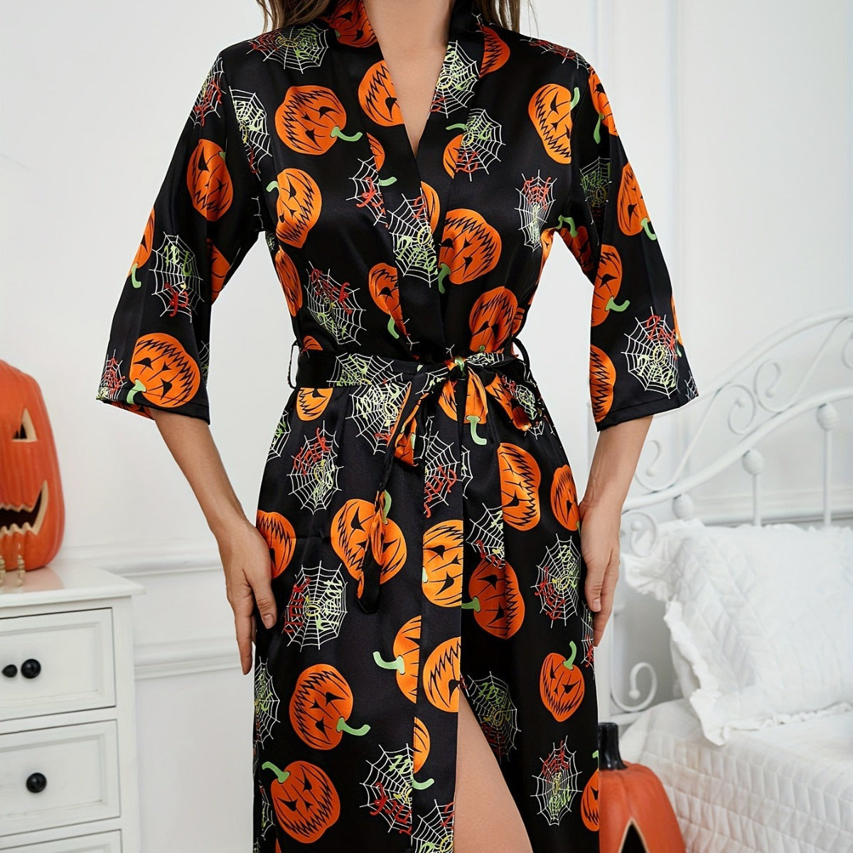 Pumpkin Kimono Robe Halloween Costume
