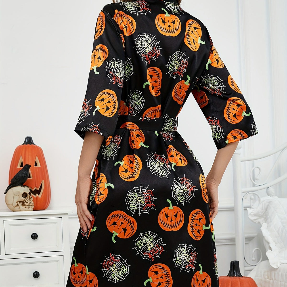 Pumpkin Kimono Robe Halloween Costume