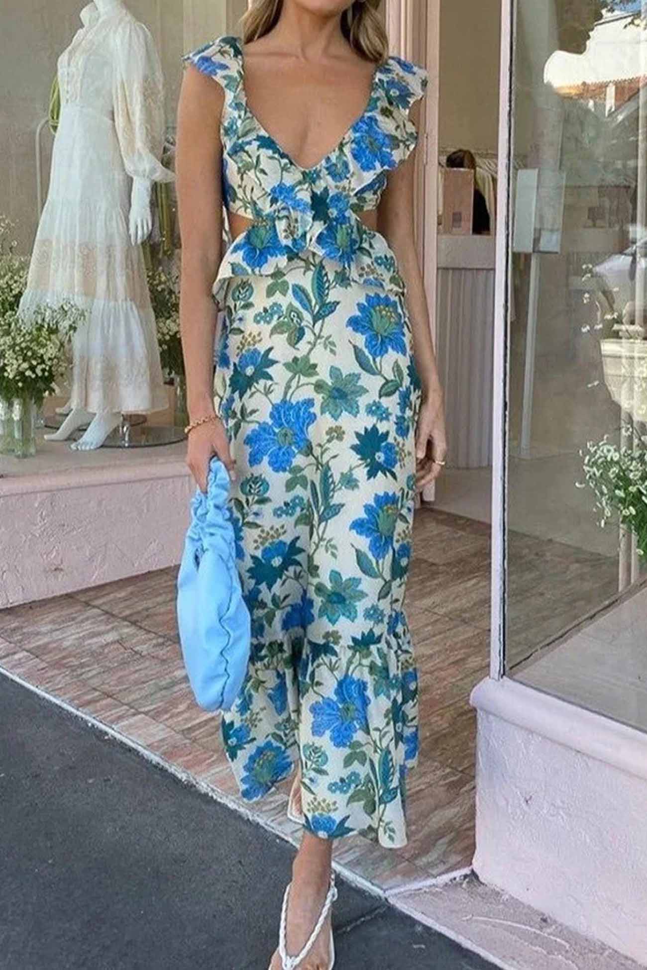 Sophie | Elegant Sleeveless Summer Maxi Dress with Ruffle Straps