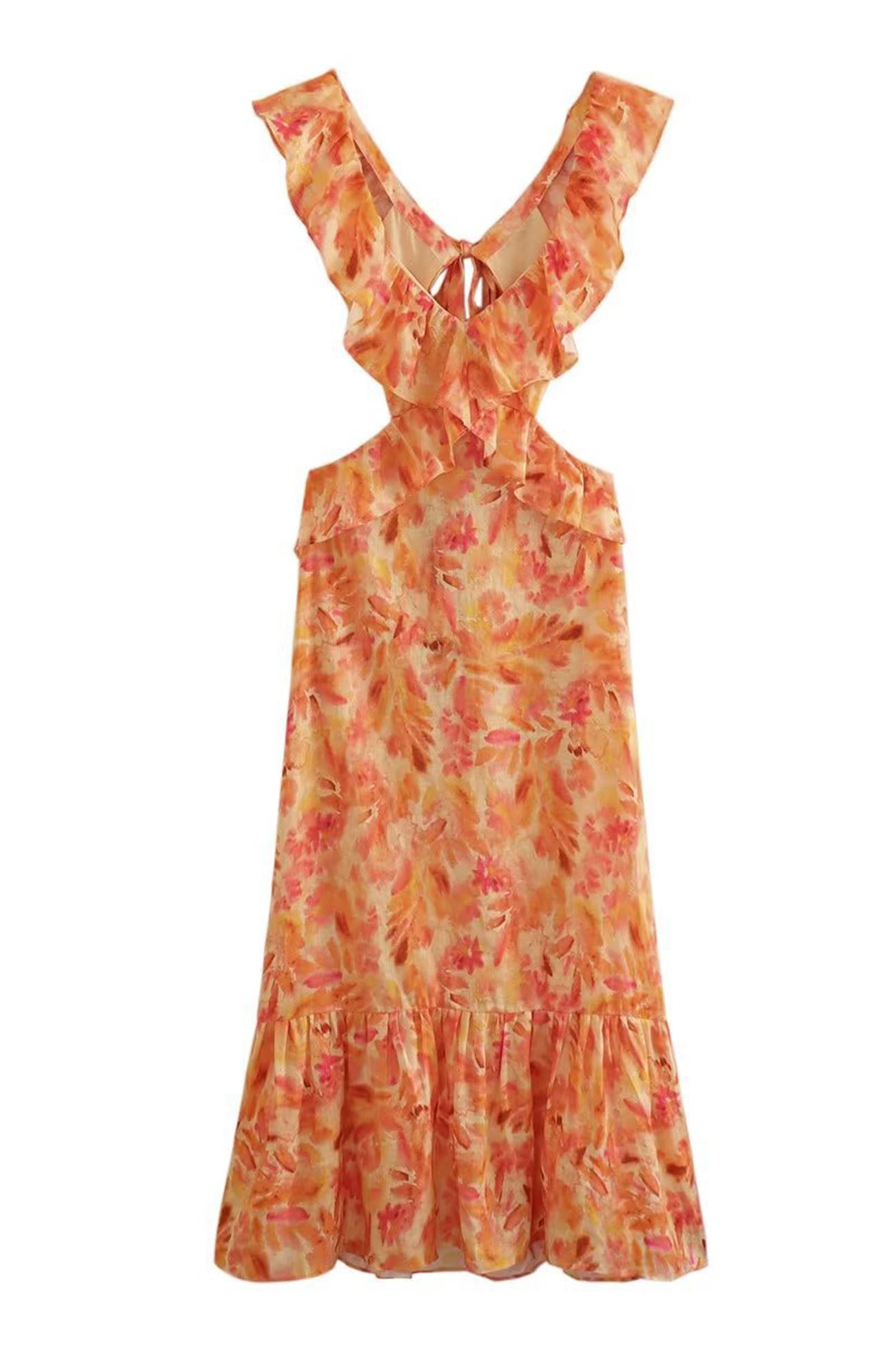 Piper | Women's Floral Ruffle V-Neck Maxi Dress