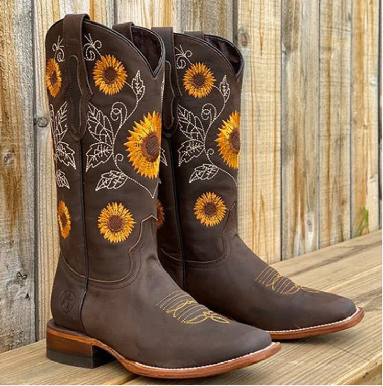 Bohemian Chunky Heel Cowboy Boots