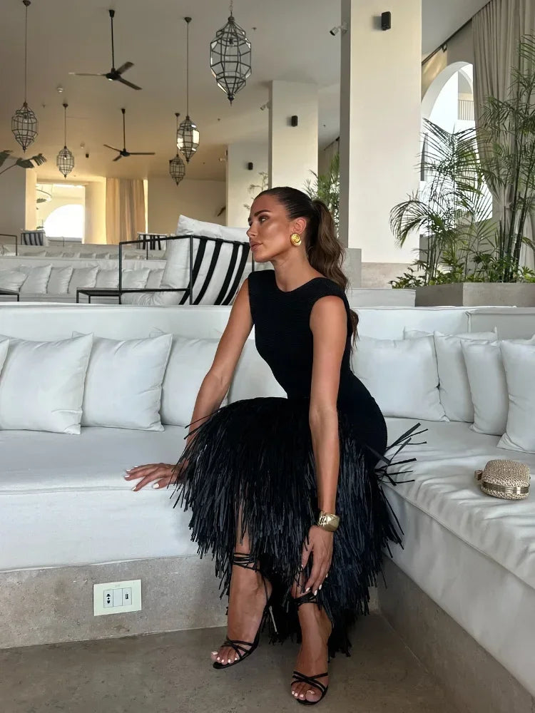 Aline | Long fringe dress