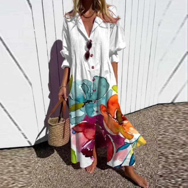 Elodie | Boho Maxi Dress with V-Neck for Women