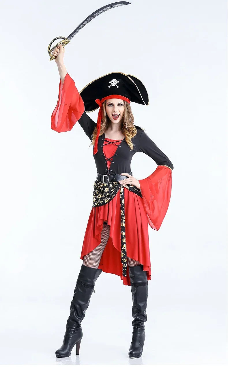 Pirate Captain with Hat and Sword Halloween Costume Dress | Midi