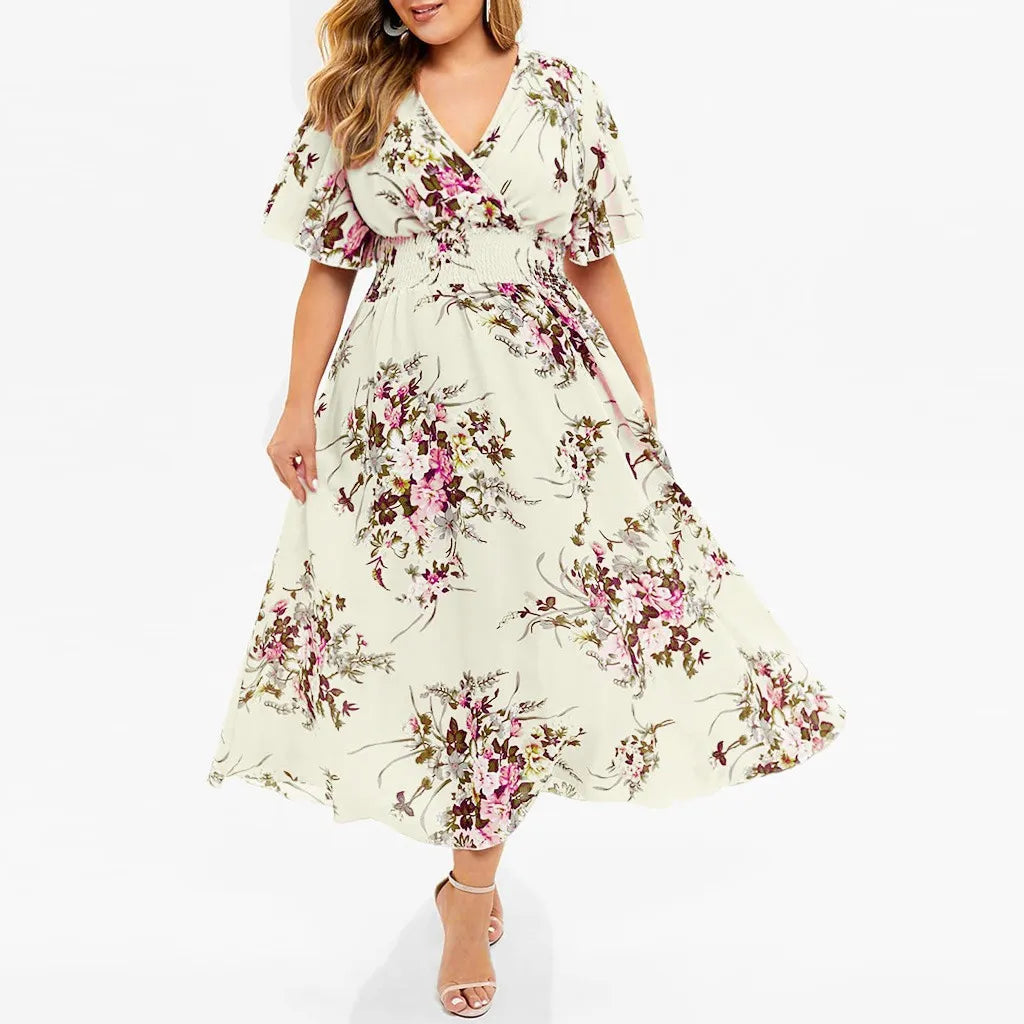 Plus-Size Floral Chiffon Dress