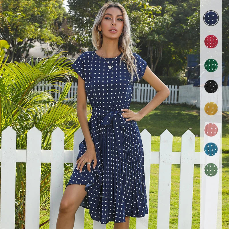 Ellie | Floral Patterned Dress with Polka Dots