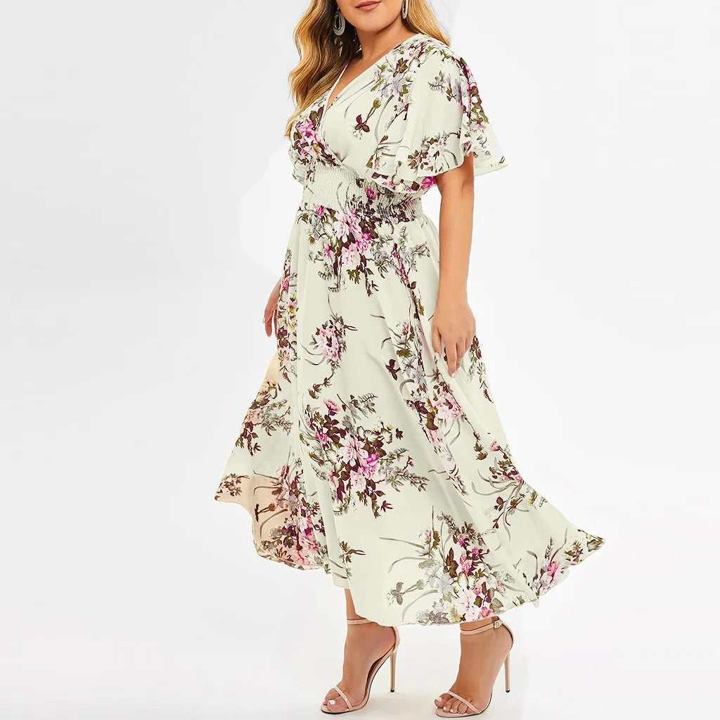Plus-Size Floral Chiffon Dress