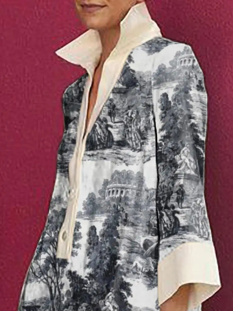 Chloe | Vintage Toile Print Mini Tunic Dress