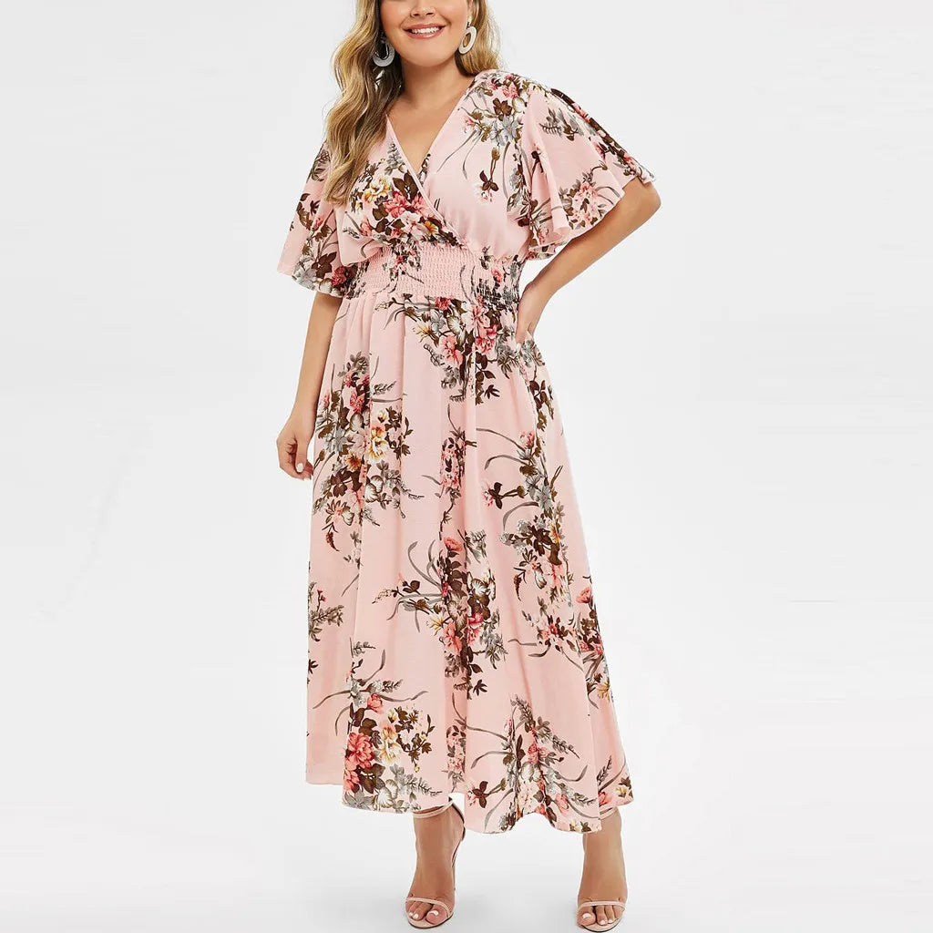 Plus-Size Floral Chiffon Dress