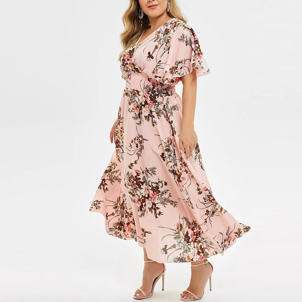 Plus-Size Floral Chiffon Dress