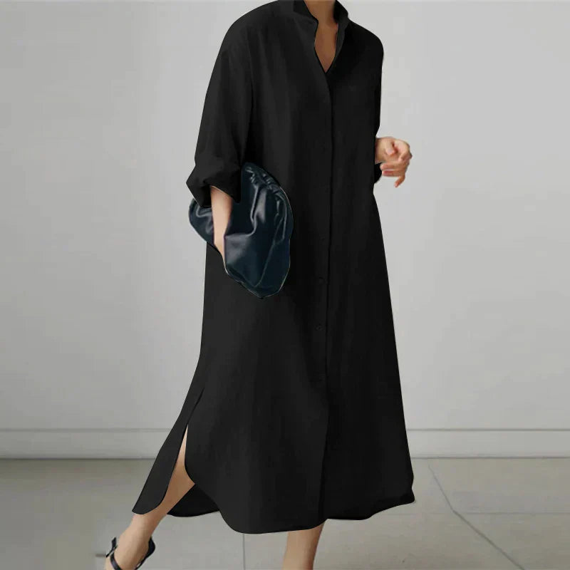 Maddie | Women's Button-Up Shirt Dress with Slit
