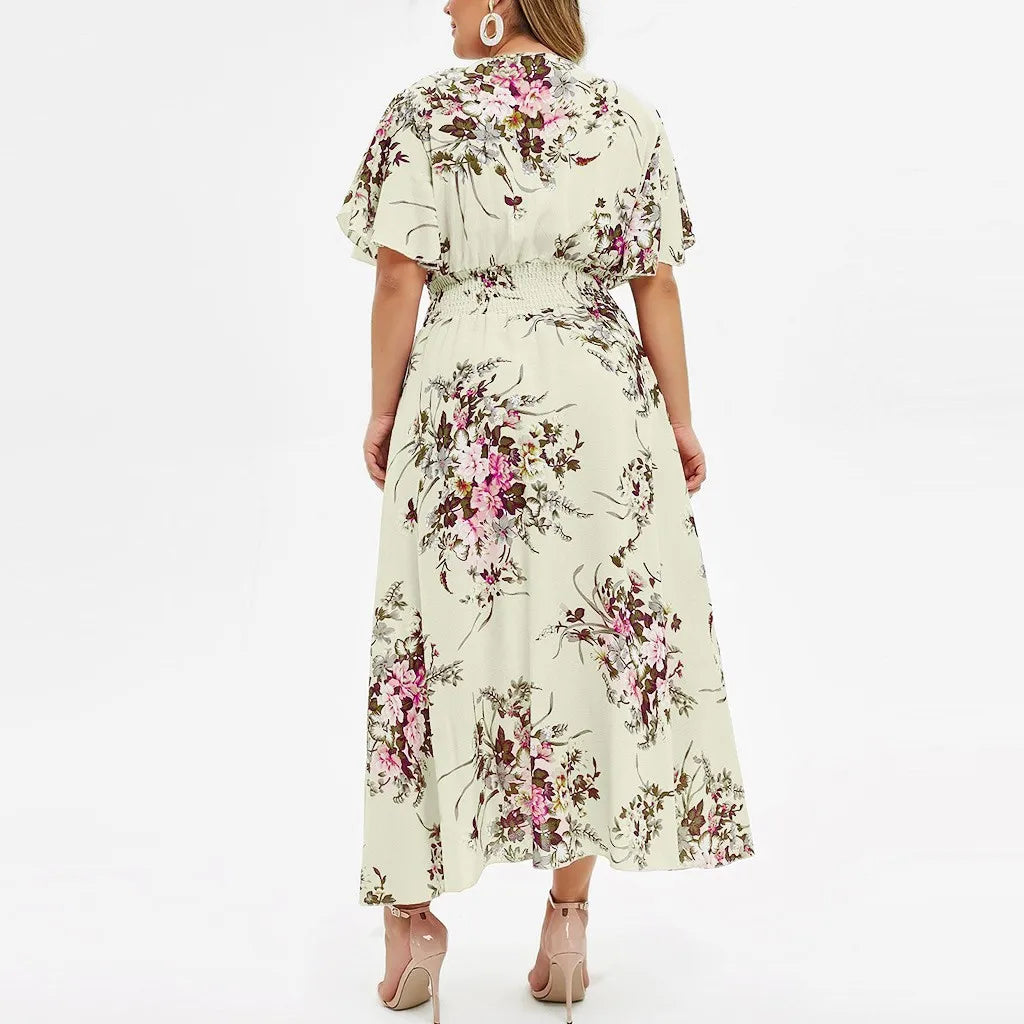Plus-Size Floral Chiffon Dress