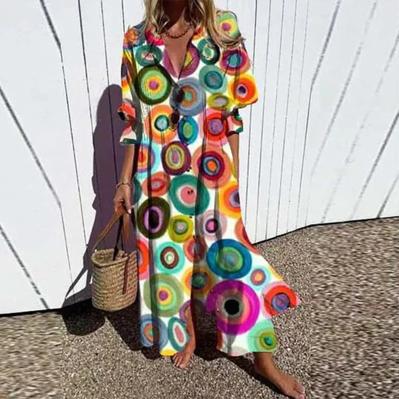 Elodie | Boho Maxi Dress with V-Neck for Women