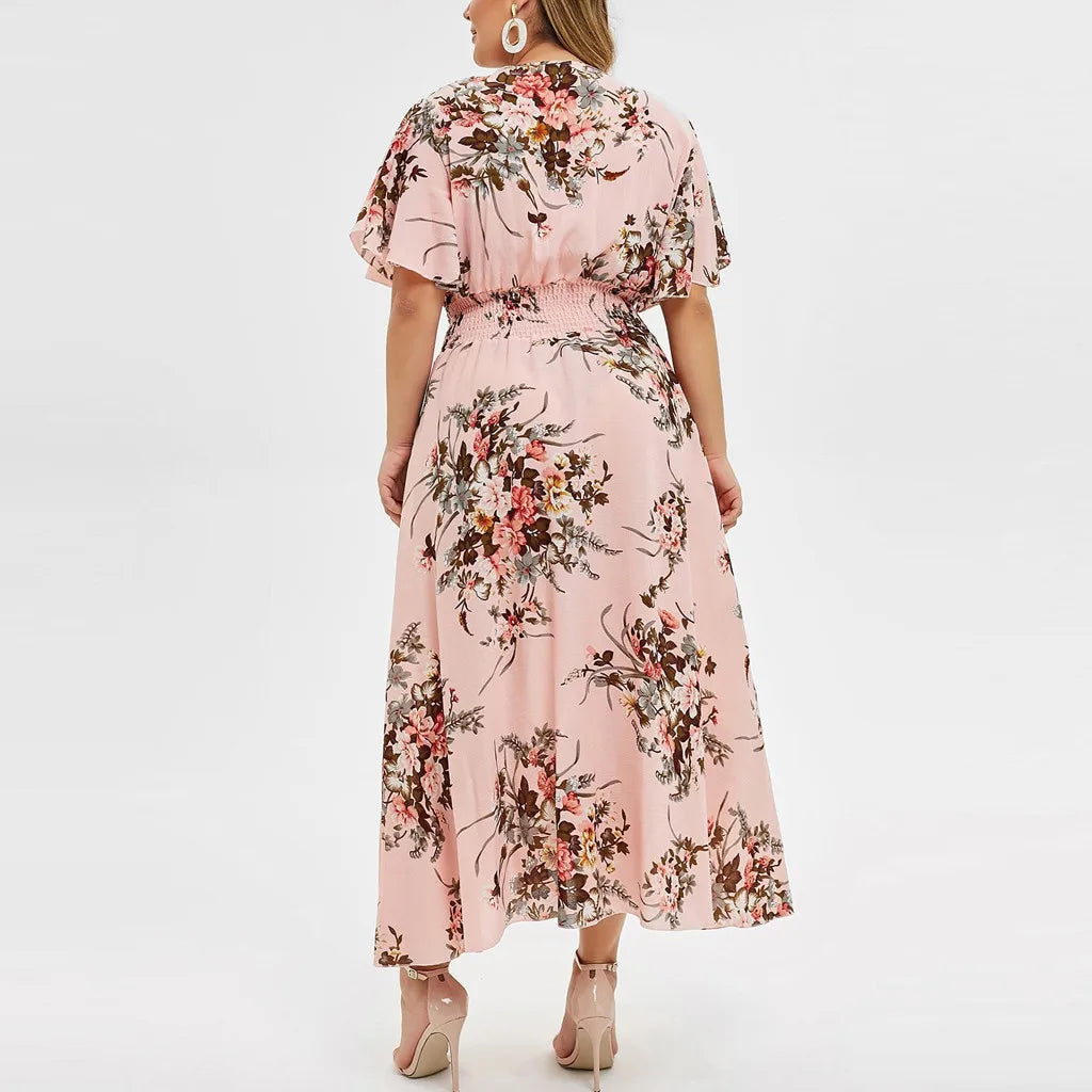 Plus-Size Floral Chiffon Dress