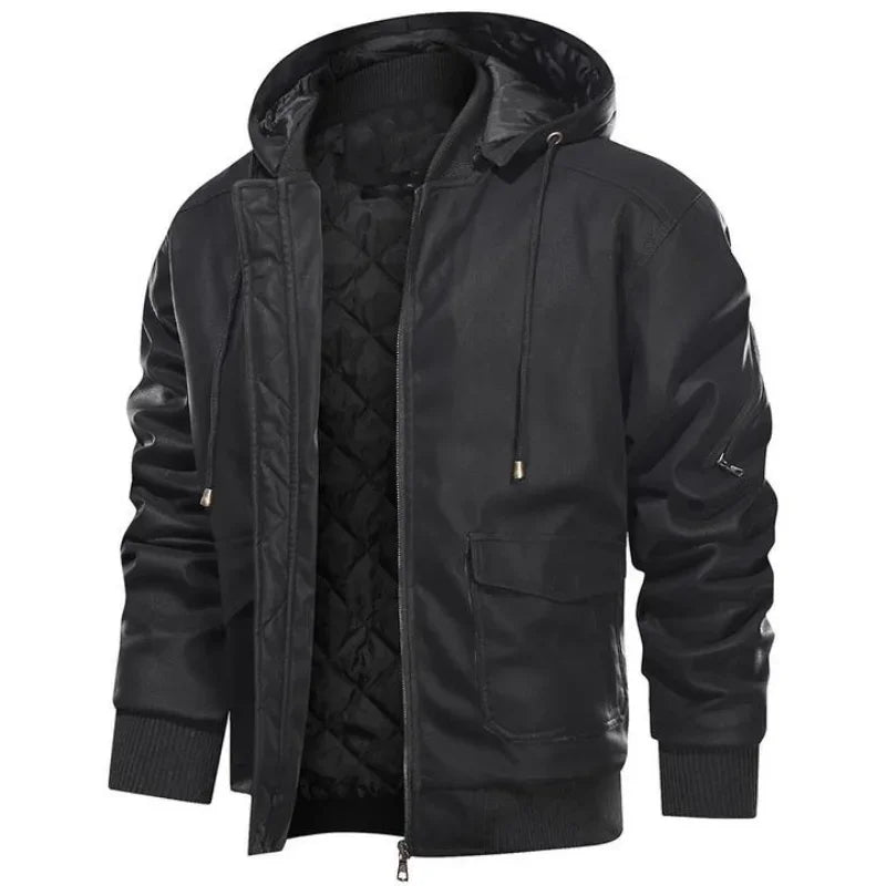 Synthetic Leather Motorcycle Jacket Winter Protection