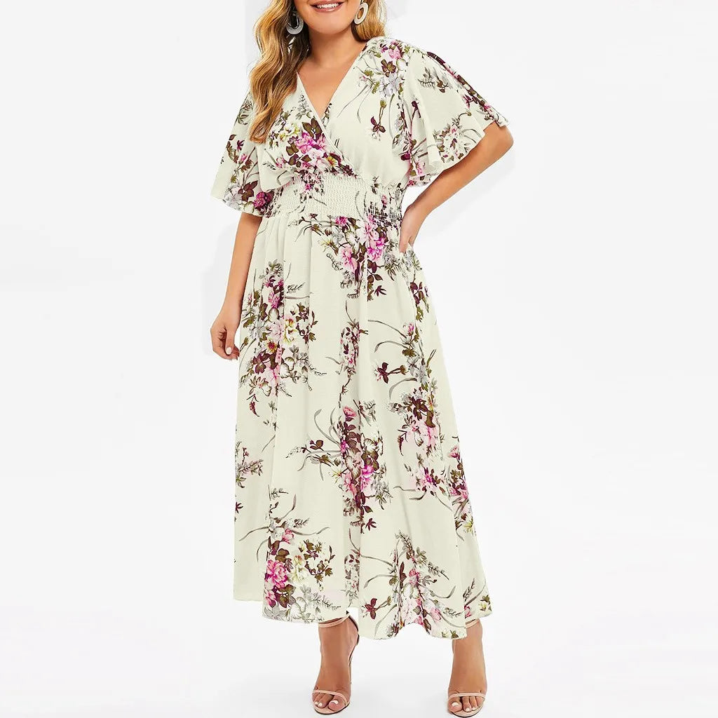 Plus-Size Floral Chiffon Dress