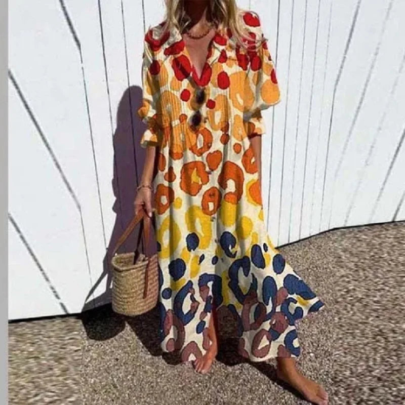 Elodie | Boho Maxi Dress with V-Neck for Women