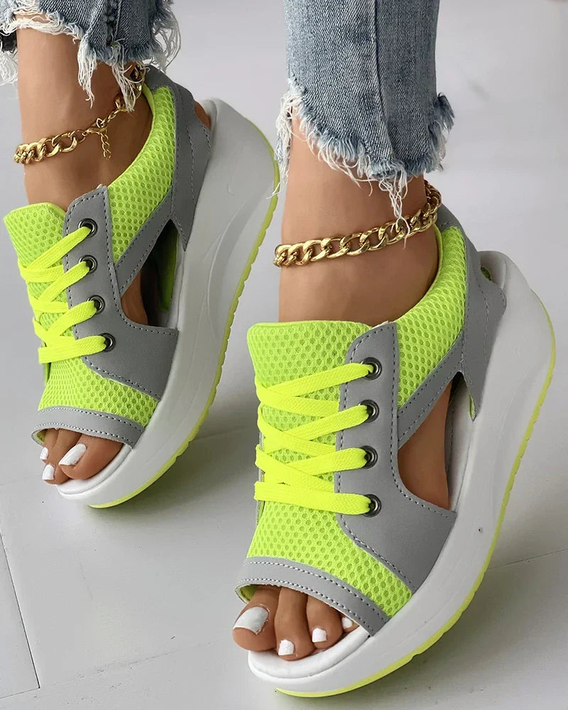 Stella | Orthopedic Cutout Lace-Up Muffin Sandals