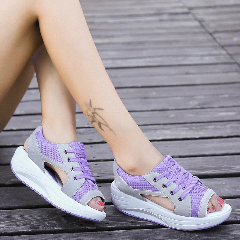 Stella | Orthopedic Cutout Lace-Up Muffin Sandals