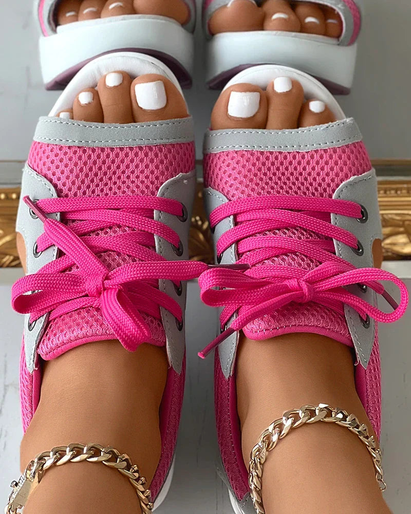 Stella | Orthopedic Cutout Lace-Up Muffin Sandals