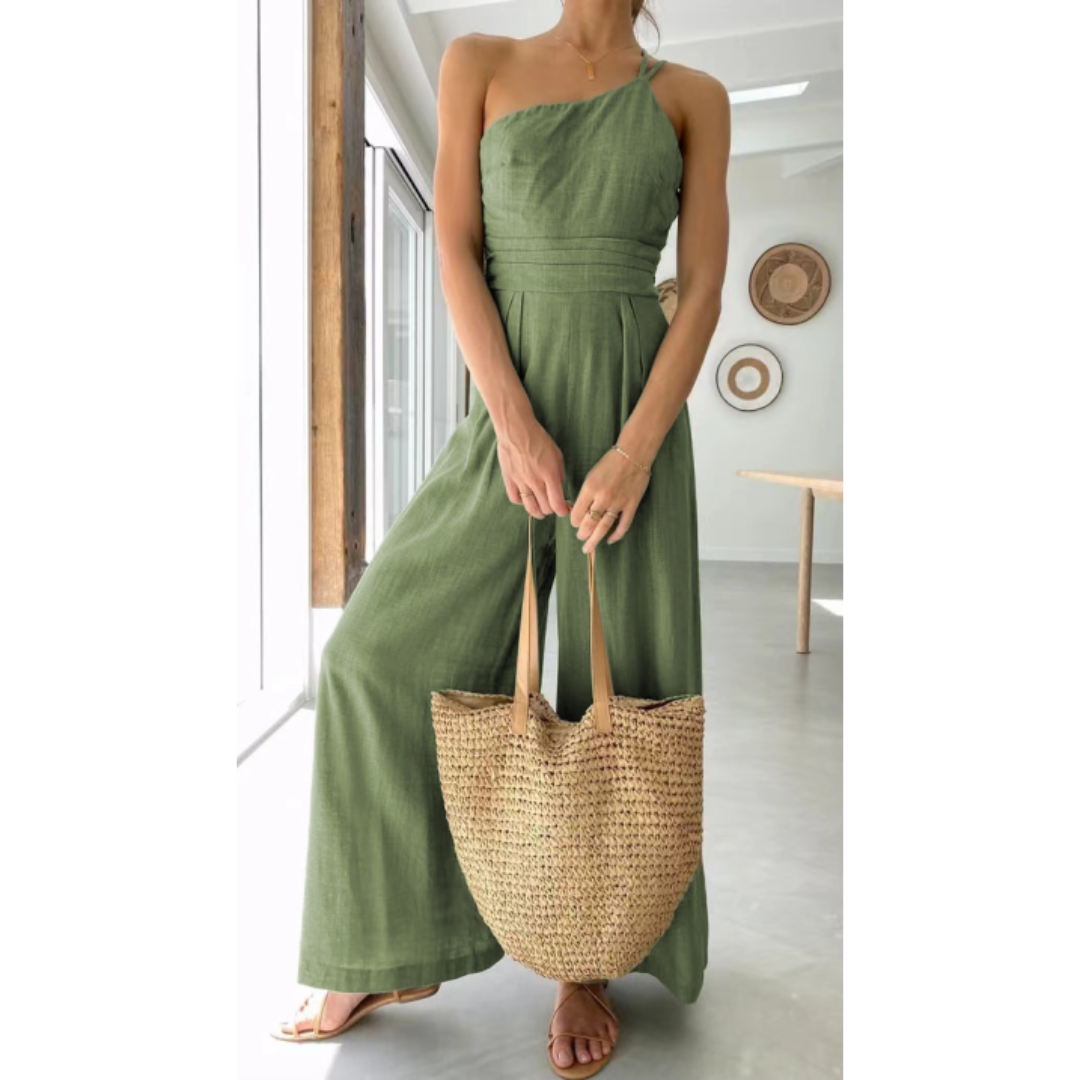 Ivy | One Shoulder Summer Jumpsuit with Wide Legs