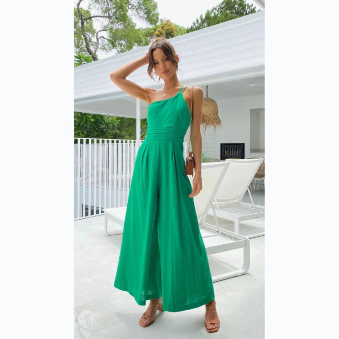 Ivy | One Shoulder Summer Jumpsuit with Wide Legs