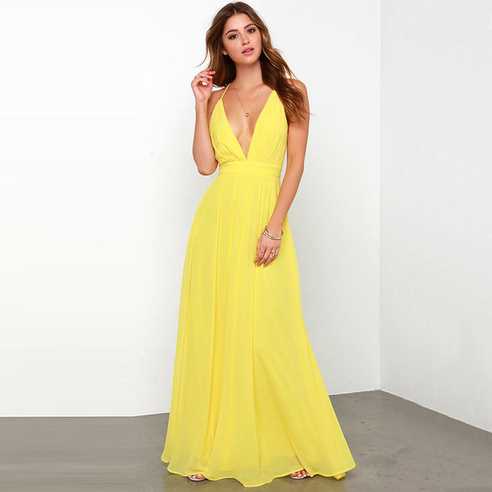 Willow | Women's Long V-Neck Chiffon Dress