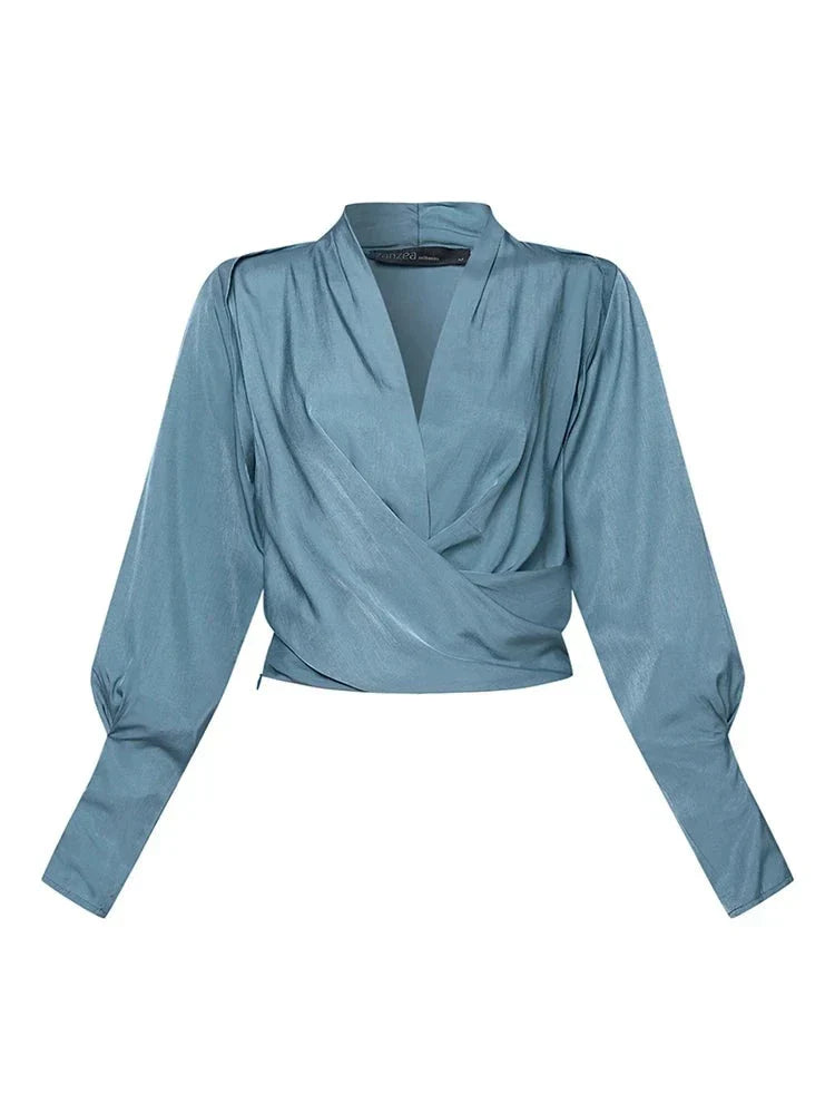 ISHI | V-neck women's blouses with puff sleeves