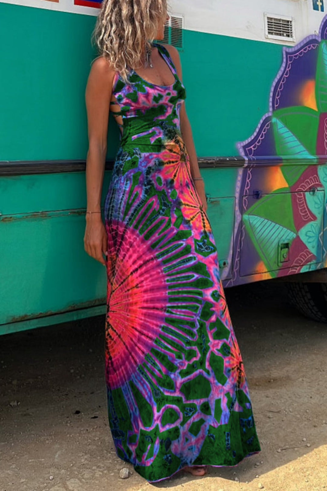 Women’s Vibrant Tie-Dye Maxi Dress for Casual Style