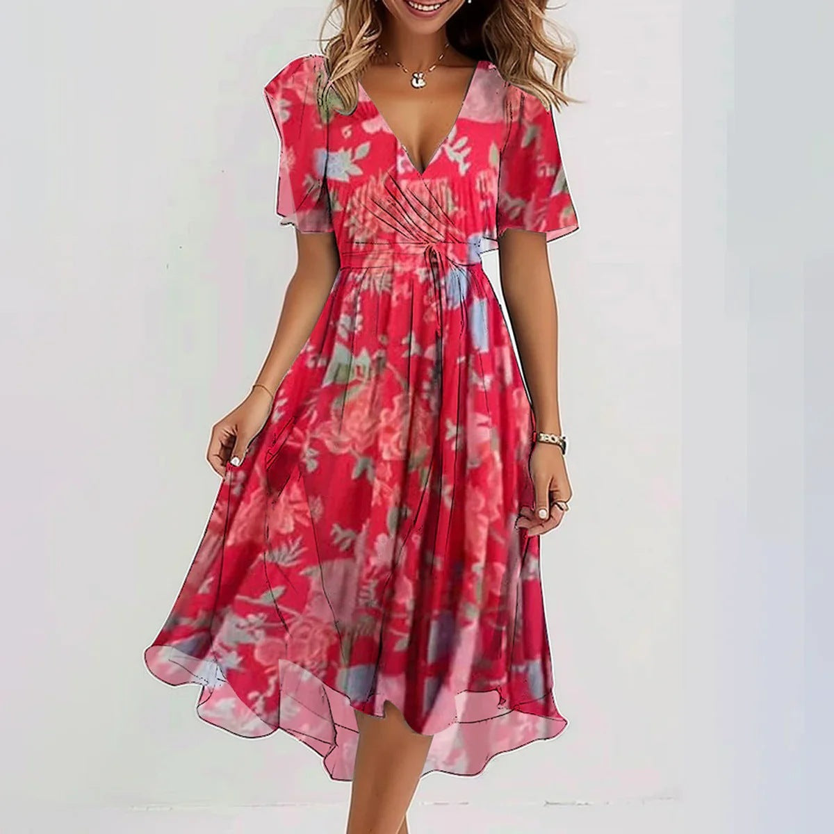 Darcy | Elegant Floral Midi Dress