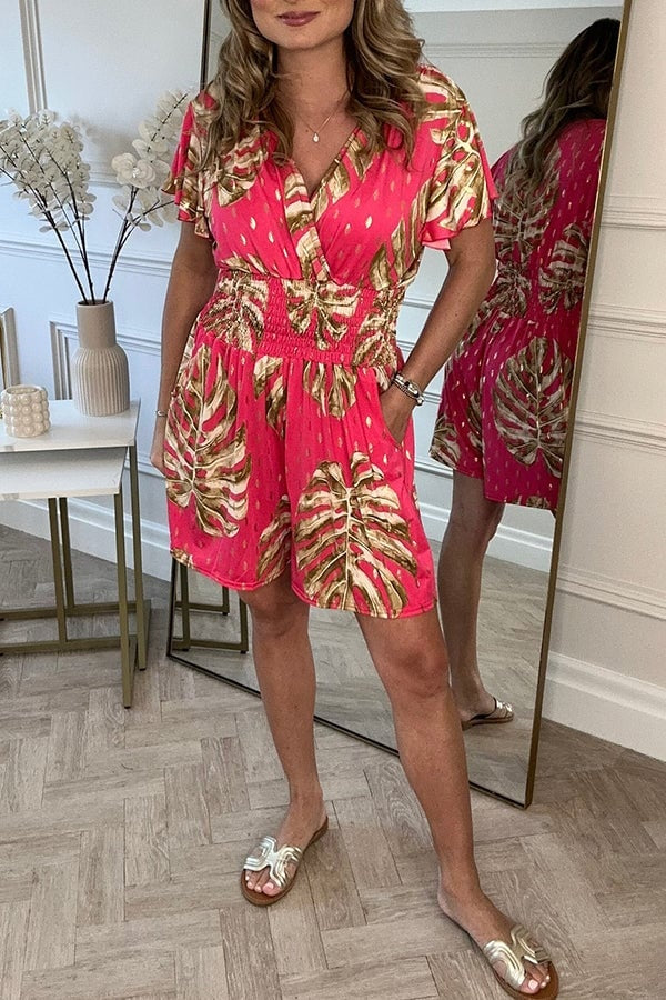 Ruby | Leafy Print Summer Jumpsuit