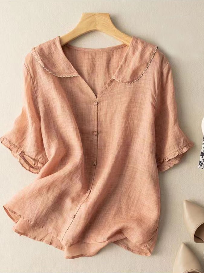 Isla | Retro Navy Cotton Shirt