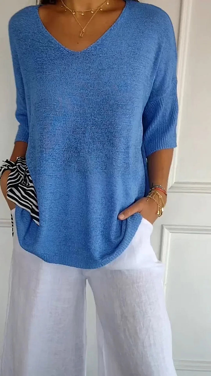Chiara | Comfortable Women's Knit Top with V-Neck