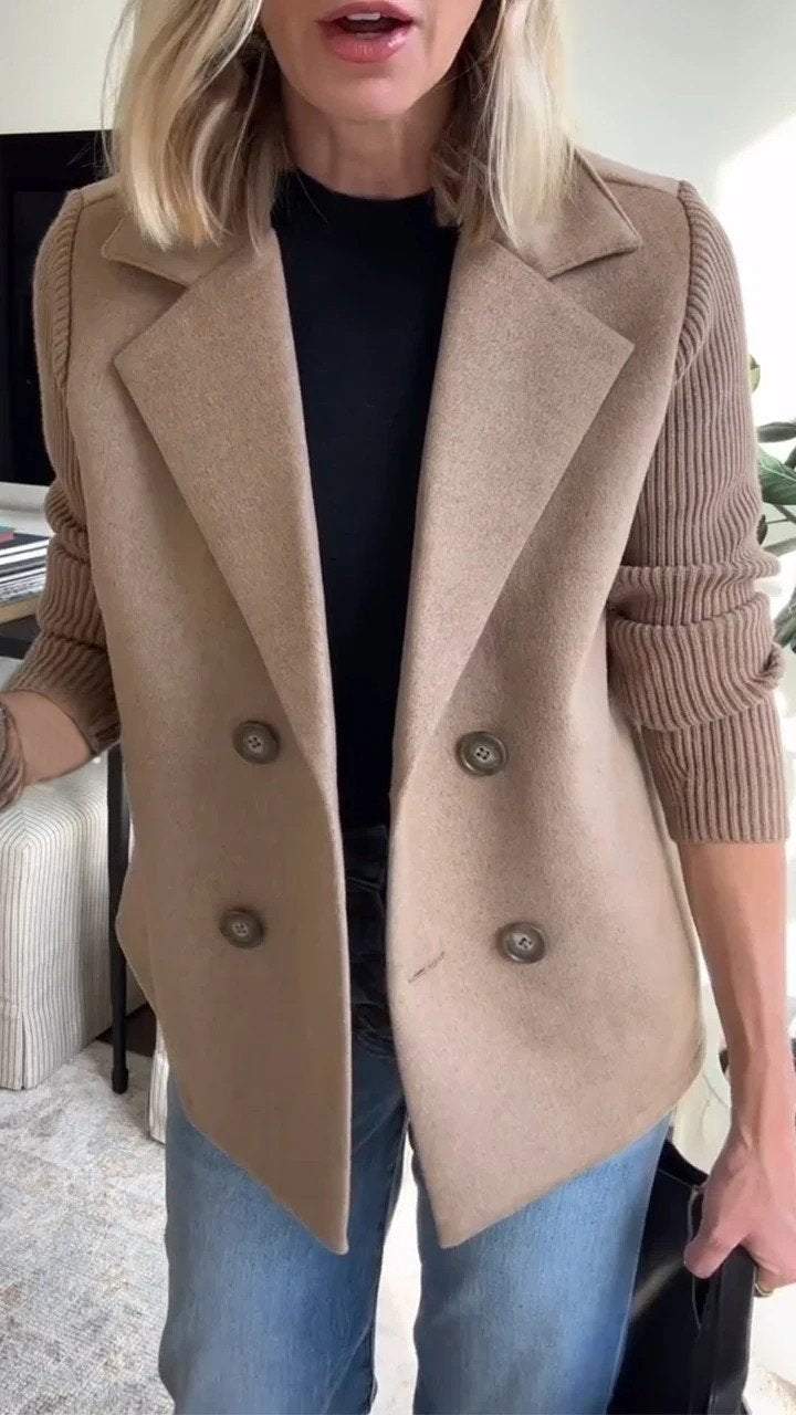 Amora | Chic Knit-Sleeve Blazer