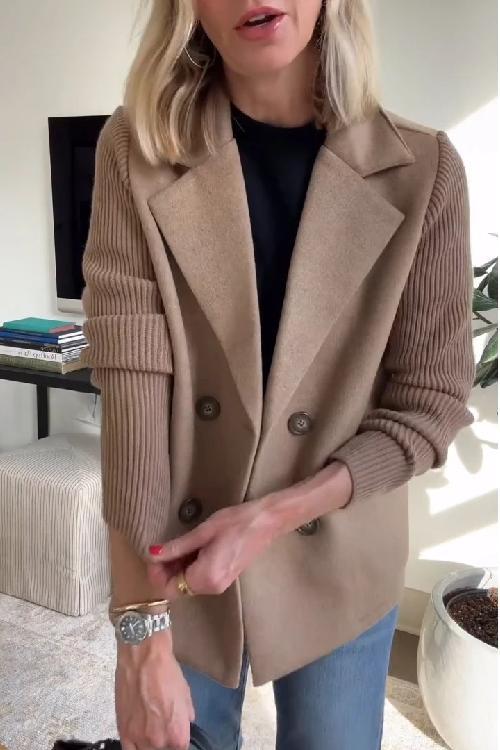 Amora | Chic Knit-Sleeve Blazer
