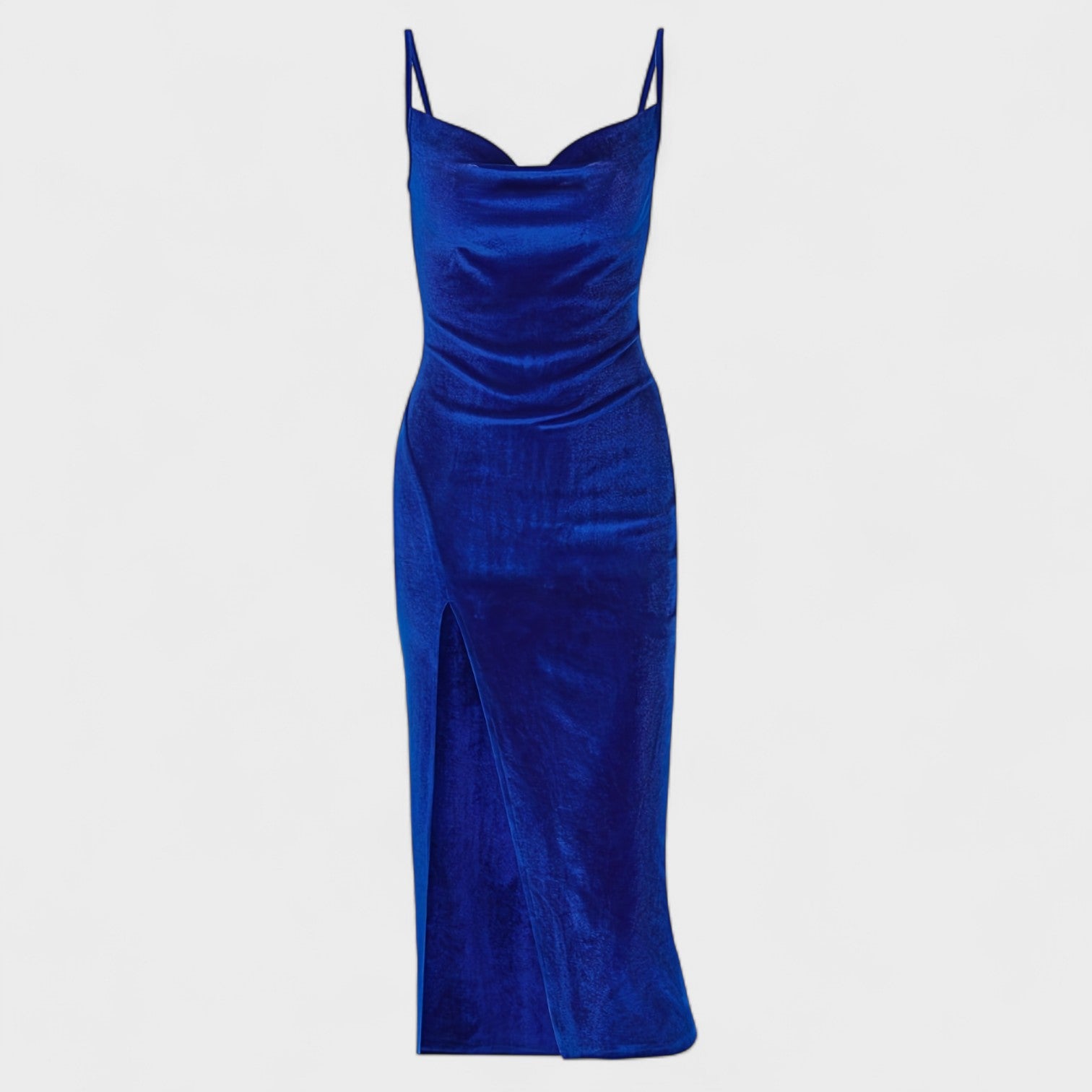 Elegant Velvet Cocktail Dress with Slit