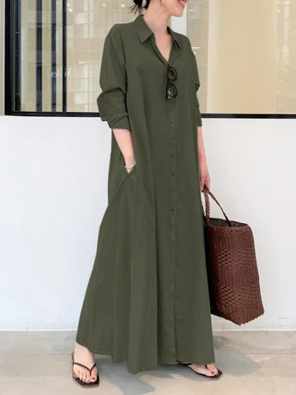 Elegant Women's Button-Down Maxi Dress for Warm Days